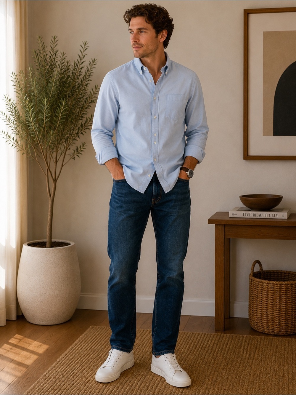 Stafford Light Blue Button-Down Dress Shirt